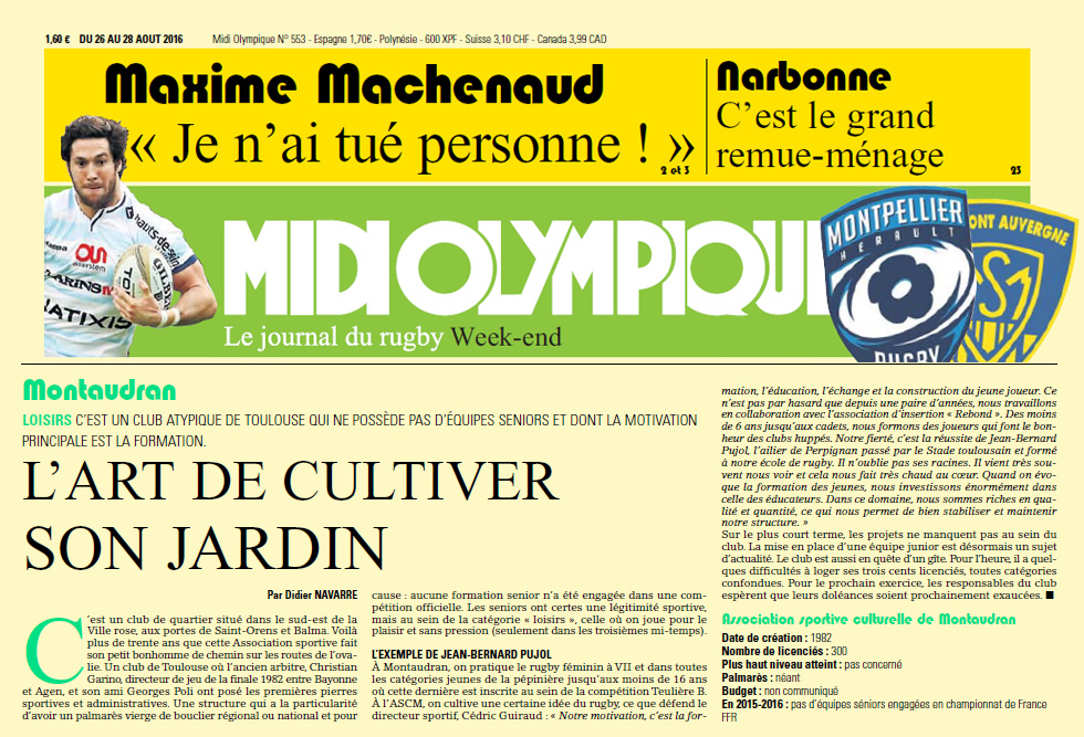 Midi Olympique: L'art du cultiver son jardin